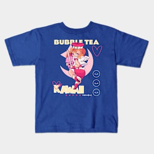 Kawaii Bubble Tea Boba Cute Anime Character Kids T-Shirt